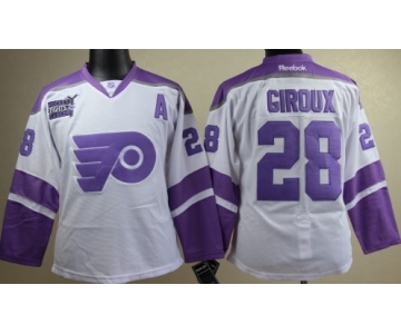 Philadelphia Flyers #28 Claude Giroux White Womens Fights Cancer Jersey