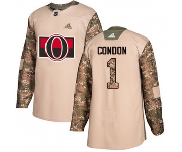 Adidas Senators #1 Mike Condon Camo Authentic 2017 Veterans Day Stitched NHL Jersey