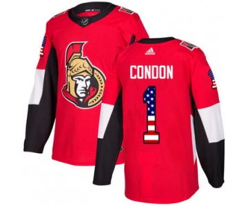 Adidas Senators #1 Mike Condon Red Home Authentic USA Flag Stitched NHL Jersey