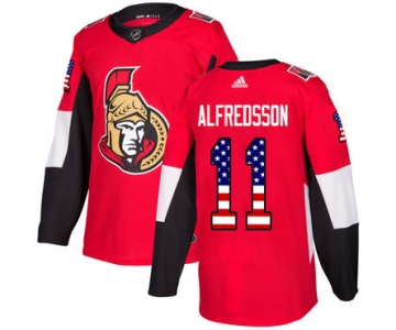 Adidas Senators #11 Daniel Alfredsson Red Home Authentic USA Flag Stitched NHL Jersey
