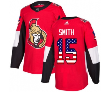 Adidas Senators #15 Zack Smith Red Home Authentic USA Flag Stitched NHL Jersey