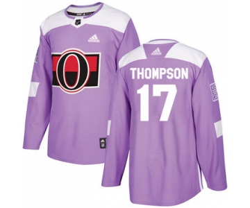Adidas Senators #17 Nate Thompson Purple Authentic Fights Cancer Stitched NHL Jersey