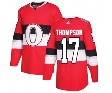 Adidas Senators #17 Nate Thompson Red Authentic 2017 100 Classic Stitched NHL Jersey