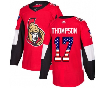 Adidas Senators #17 Nate Thompson Red Home Authentic USA Flag Stitched NHL Jersey