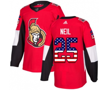 Adidas Senators #25 Chris Neil Red Home Authentic USA Flag Stitched NHL Jersey