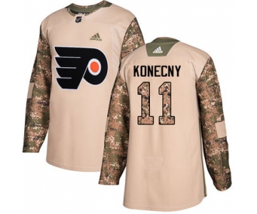 Adidas Flyers #11 Travis Konecny Camo Authentic 2017 Veterans Day Stitched NHL Jersey