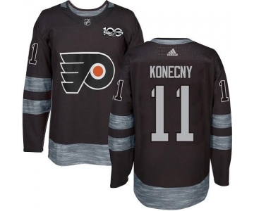 Flyers #11 Travis Konecny Black 1917-2017 100th Anniversary Stitched NHL Jersey