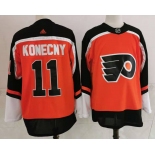 Men's Philadelphia Flyers #11 Travis Konecny Orange Adidas 2020-21 Stitched NHL Jersey