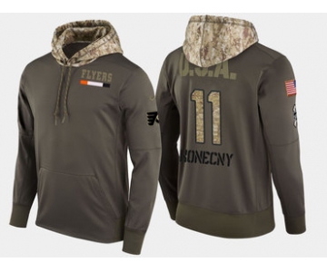 Nike Philadelphia Flyers 11 Travis Konecny Olive Salute To Service Pullover Hoodie