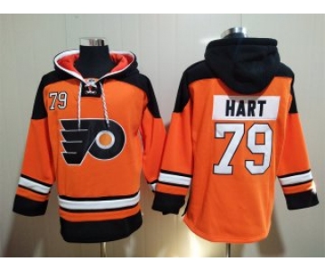 Men's Philadelphia Flyers #79 Carter Hart Orange Ageless Must-Have Lace-Up Pullover Hoodie