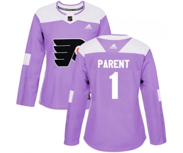 Adidas Philadelphia Flyers #1 Bernie Parent Purple Authentic Fights Cancer Women's Stitched NHL Jersey