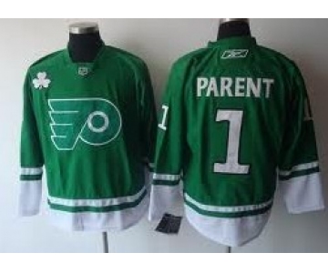 Philadelphia Flyers #1 Bernie Parent St. Patrick's Day Green Jersey