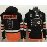 Flyers #9 Ivan Provorov Black Name & Number Pullover NHL Hoodie
