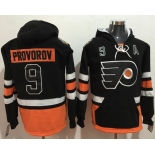 Flyers #9 Ivan Provorov Black Name & Number Pullover NHL Hoodie