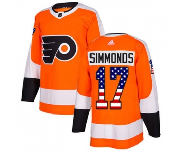 Adidas Flyers #17 Wayne Simmonds Orange Home Authentic USA Flag Stitched NHL Jersey