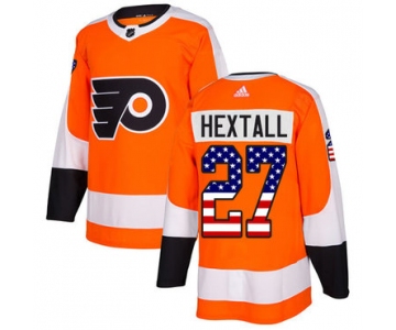 Adidas Flyers #27 Ron Hextall Orange Home Authentic USA Flag Stitched NHL Jersey