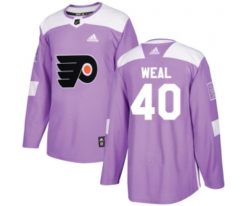 Adidas Flyers #40 Jordan Weal Purple Authentic Fights Cancer Stitched NHL Jersey