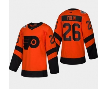 Men's #26 Christian Folin Flyers Coors Light 2019 Stadium Series Orange Authentic Jersey