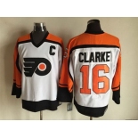 Men's Philadelphia Flyers #16 Bobby Clarke 1997-98 White CCM Vintage Throwback Jersey