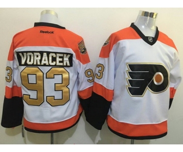 Men's Philadelphia Flyers #93 Jakub Voracek White 50th Anniversary Gold Stitched NHL Reebok Hockey Jersey
