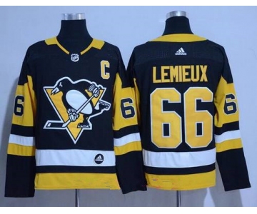 Adidas Pittsburgh Penguins #66 Mario Lemieux Black Alternate Authentic Stitched NHL Jersey