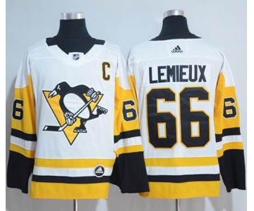 Adidas Pittsburgh Penguins #66 Mario Lemieux White Road Authentic Stitched NHL Jersey