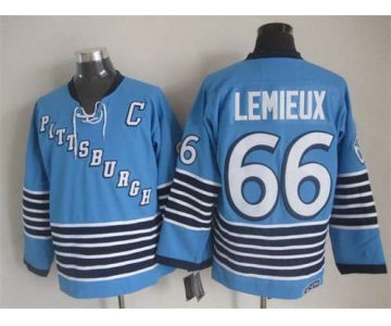 Men's Pittsburgh Penguins #66 Mario Lemieux 1967-68 Light Blue CCM Vintage Throwback Jersey