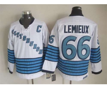 Men's Pittsburgh Penguins #66 Mario Lemieux 1967-68 White CCM Vintage Throwback Jersey
