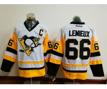 Men's Pittsburgh Penguins #66 Mario Lemieux White 2016-17 Home Stitched NHL Throwback Hockey Jersey