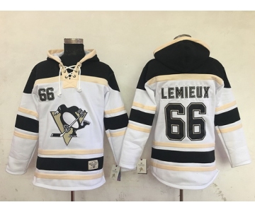 Men's Pittsburgh Penguins #66 Mario Lemieux White Old Time Hockey Hoodie