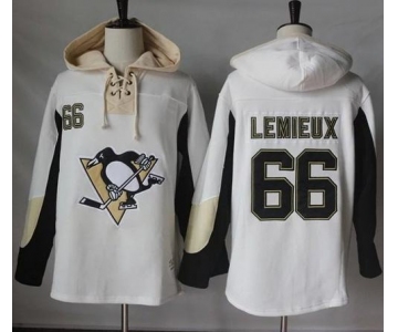 Penguins #66 Mario Lemieux White Pullover Hoodie Stitched NHL Jersey