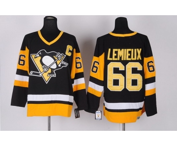 Pittsburgh Penguins #66 Mario Lemieux Black Throwback CCM Jersey