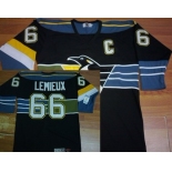 Pittsburgh Penguins #66 Mario Lemieux Black With Blue Throwback CCM Jersey
