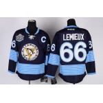 Pittsburgh Penguins #66 Mario Lemieux Navy Blue Third Jersey