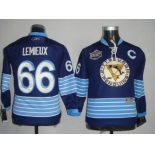 Pittsburgh Penguins #66 Mario Lemieux Navy Blue Third Kids Jersey