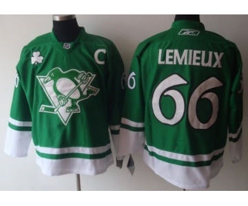 Pittsburgh Penguins #66 Mario Lemieux St. Patrick's Day Green Jersey