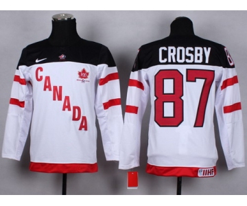 2014/15 Team Canada #87 Sidney Crosby White 100TH Kids Jersey