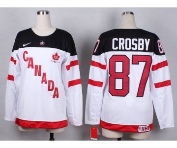2014/15 Team Canada #87 Sidney Crosby White 100TH Womens Jersey