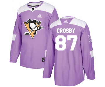 Adidas Pittsburgh Penguins #87 Sidney Crosby Purple Authentic Fights Cancer Stitched Youth NHL Jersey