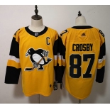Adidas Pittsburgh Penguins #87 Sidney Crosby Yellow Alternate Stitched NHL Jersey