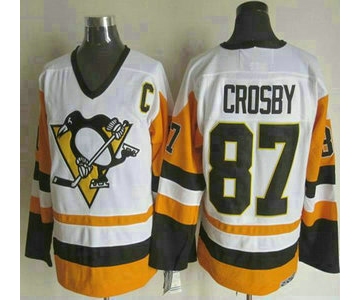 Men's Pittsburgh Penguins #87 Sidney Crosby 1988-89 White CCM Vintage Throwback Jersey