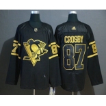 Men's Pittsburgh Penguins #87 Sidney Crosby Black Golden Adidas Stitched NHL Jersey