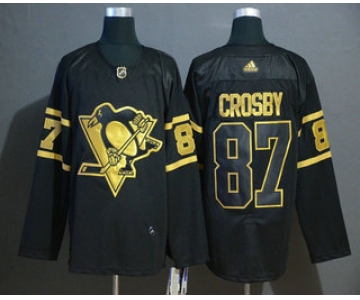 Men's Pittsburgh Penguins #87 Sidney Crosby Black Golden Adidas Stitched NHL Jersey
