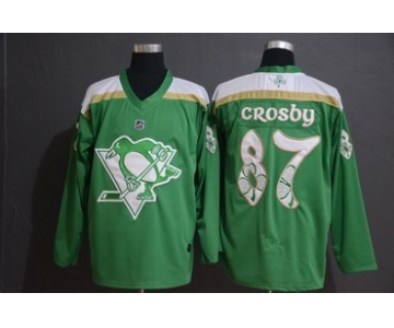 Men's Pittsburgh Penguins 87 Sidney Crosby Green 2019 St. Patrick's Day Adidas Jersey