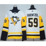 Adidas Pittsburgh Penguins #59 Jake Guentzel White Road Authentic Women's Stitched NHL Jersey