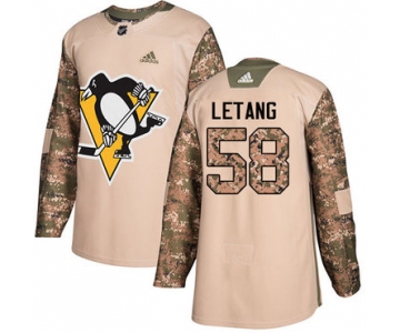 Adidas Penguins #58 Kris Letang Camo Authentic 2017 Veterans Day Stitched NHL Jersey