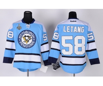 Men's Pittsburgh Penguins #58 Kris Letang Light Blue 2017 Stanley Cup NHL Finals Patch Jersey