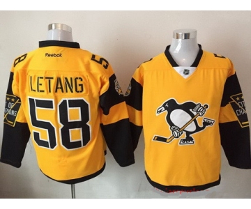 Men's Pittsburgh Penguins #58 Kris Letang Yellow 2017 Stadium Series Stitched NHL Reebok Hockey Jersey