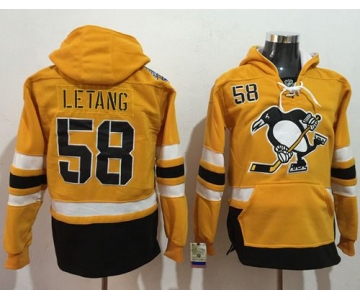 Penguins #58 Kris Letang Gold Sawyer Hooded Sweatshirt 2017 Stadium Series Stitched NHL Jersey
