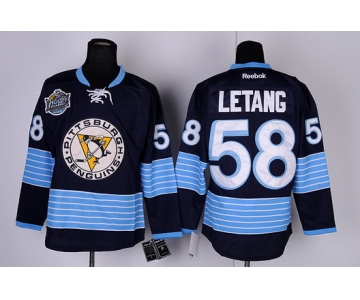 Pittsburgh Penguins #58 Kris Letang Navy Blue Third Jersey